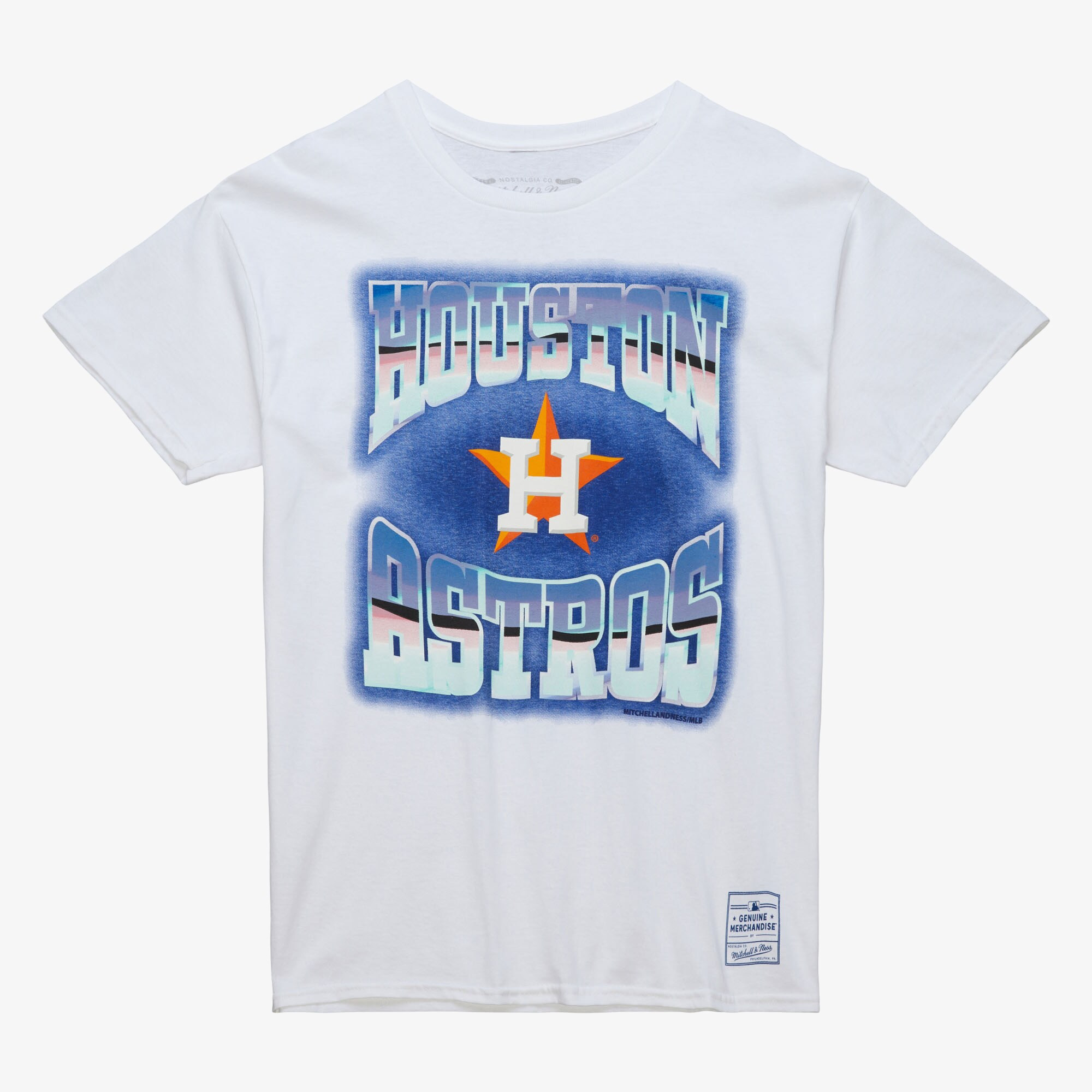 Men's White Houston Astros Stateside Pastel T-Shirt | Mitchell & Ness