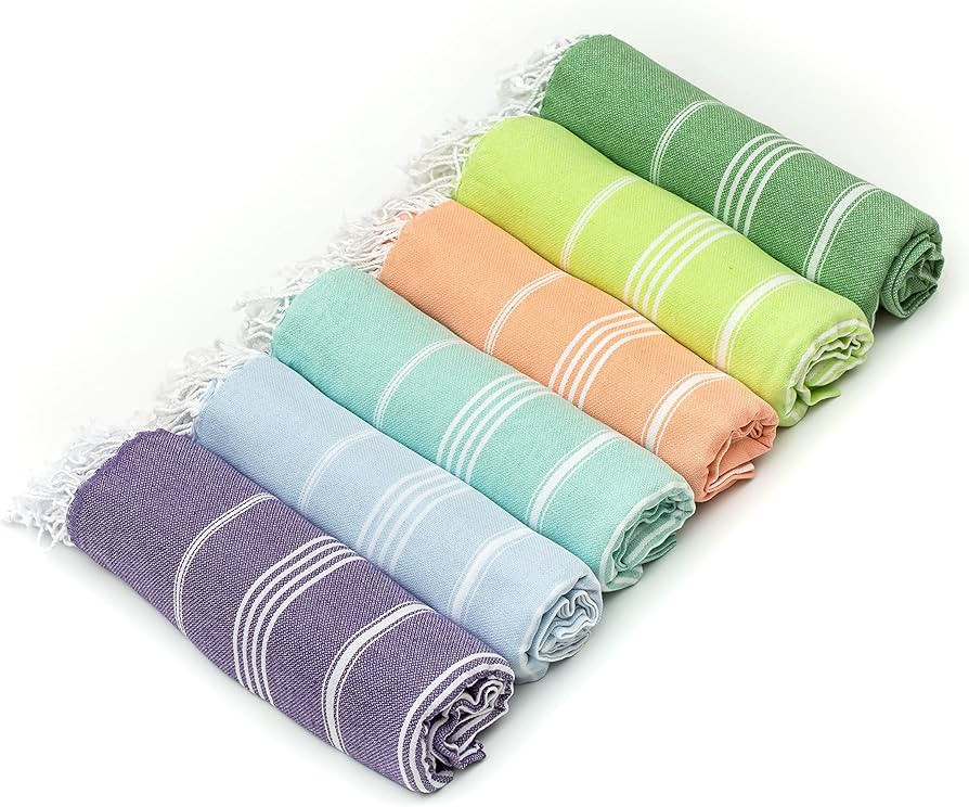 HAVLULAND Turkish Beach Towels Set of 6 Organic Cotton, Oversized 72"x40", Sand Free, Lightweight... | Amazon (US)