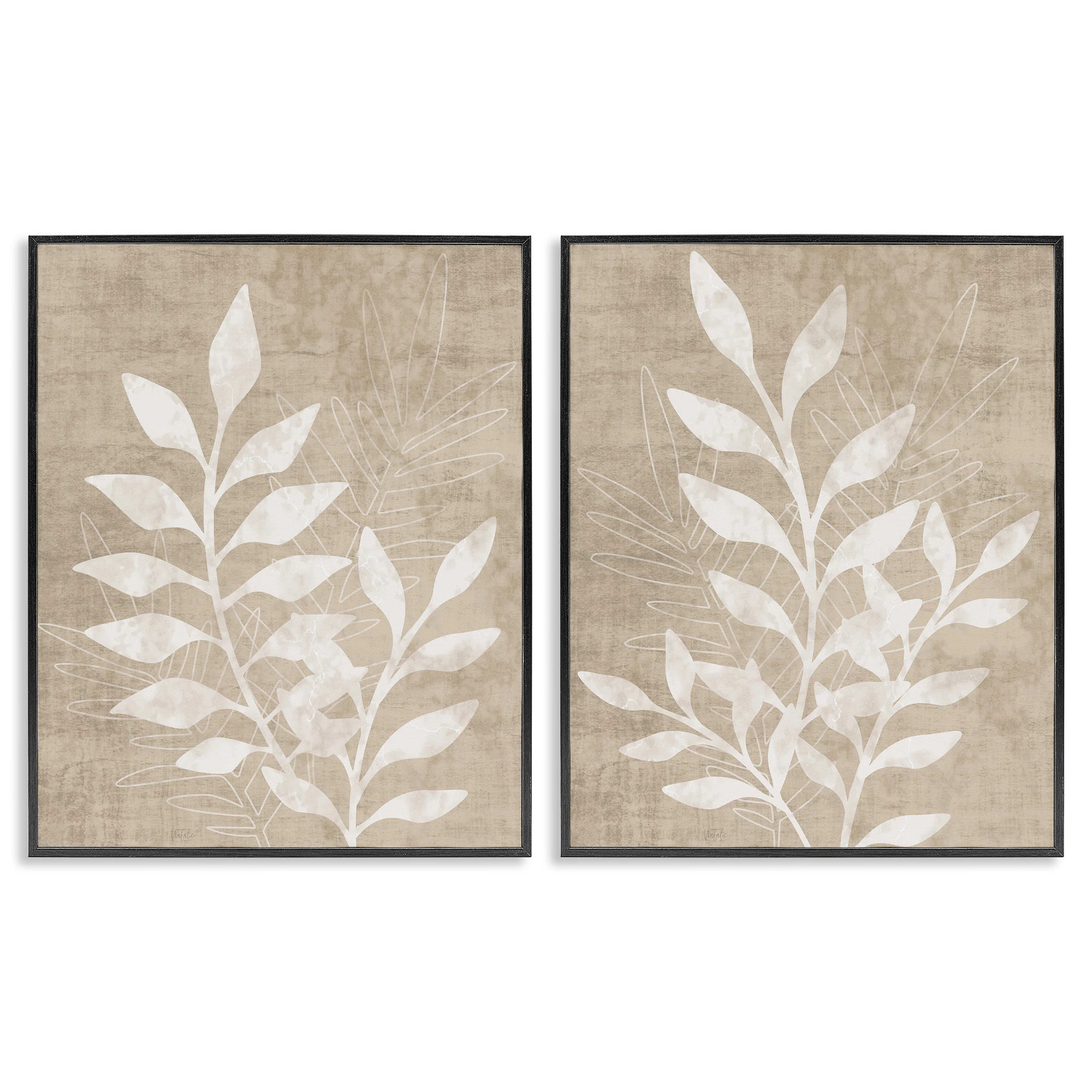 Boho Botanical Leaf Silhouette by Natalie Carpentieri - 2 Piece Graphic Art Set on Wood | Wayfair North America