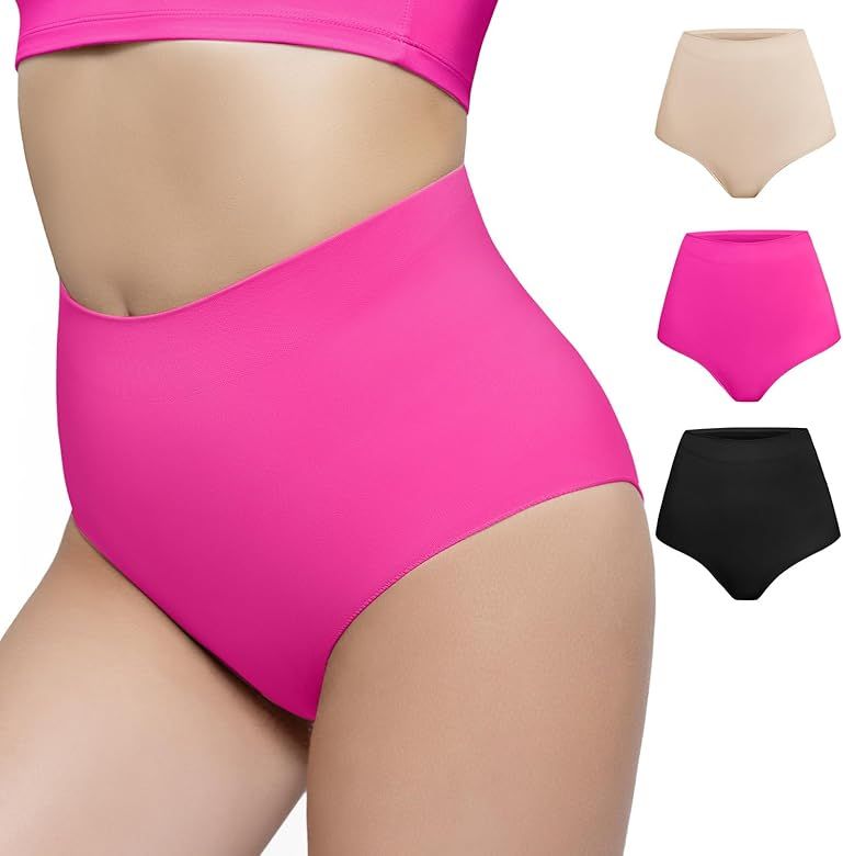 PUMIEY 3 Pack Womens Shapewear Panties Tummy Control Shaper Underwear Mid Waist | Amazon (US)