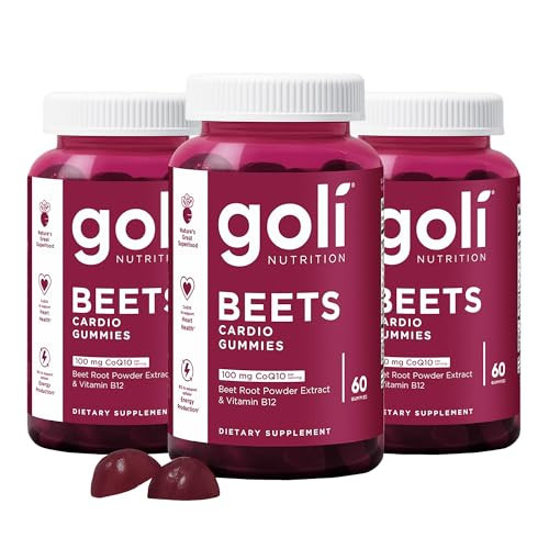 Goli Nutritional Supplement, Beets Cardio Gummy, 180 Count(3 Pack of 60), 100mg CoQ10 & Beet Root Extract - Gluten-Free, Vegan, Non-GMO, and Gelatin-Free. Nature's Great Superfood | Amazon (US)