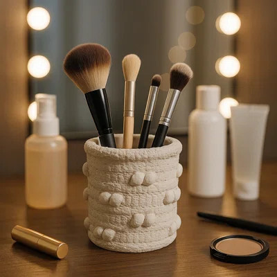 Decorative Textured Desktop Accessory For Home Decor Storage - Ornamental Deck Organizer Perfect For Kitchen, Bedroom, And Bathroom Decor - 4.25", Whi | Wayfair North America