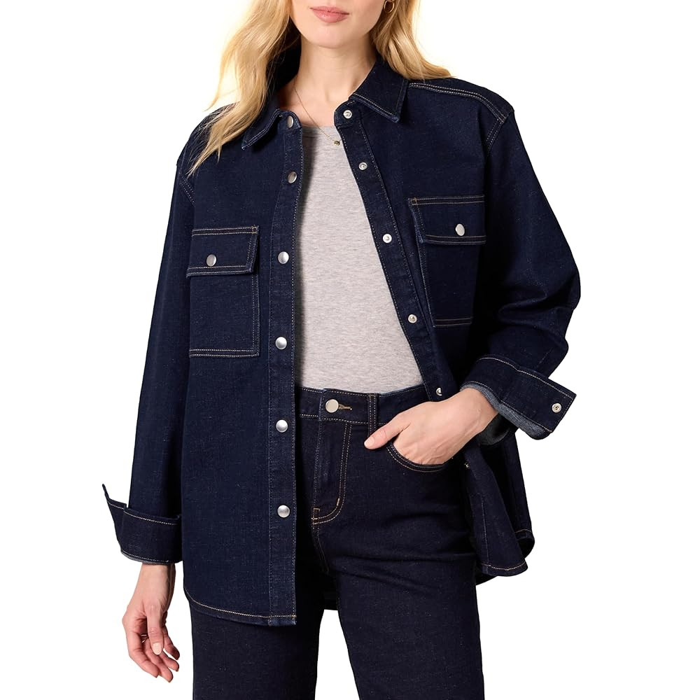 Amazon Essentials Womens Oversized-Fit Heavyweight Denim Shirt Jacket | Amazon (US)