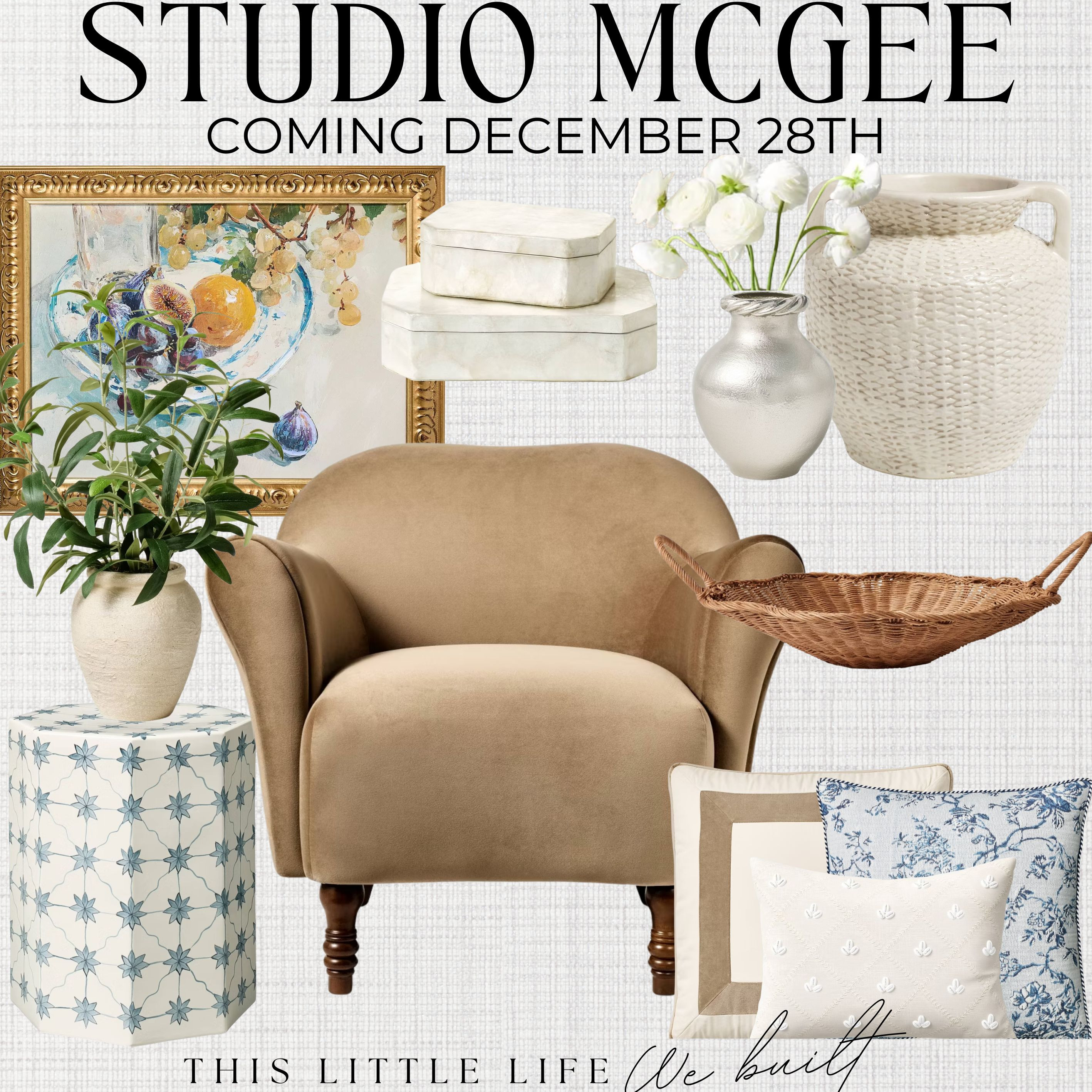 Studio Mcgee Spring Collection coming to Target on December 28th!
Studio McGee Home / Target Home / Spring Home / Textured Throw Pillows /  Neutral Blankets / Woven Baskets / Ceramic Vases / Textured Vases / Decorative Trays / Linen Curtains / Minimalist Wall Art / Rattan Accent Chairs / Stoneware Bowls / Neutral Area Rugs / Light Oak Furniture / Organic-Shape Mirrors / Spring Faux Greenery / Faux Florals / Marble Accent Pieces / Soft Light Rugs / Neutral Furniture / Sculptural Lighting / Pastel Decor / Reclaimed Wood Accents / Floral Pillows / Jute Rugs / Handcrafted Pottery / Linen Textures / Clean Lines & Natural Materials / Travertine Decor / Coffee Table Decor / Open Shelving Decor / Bookshelf Decor / Decorative Books / Marble Accents / Neutral Spring / Organic Modern Decor / Brass Candlestick Holders / Marble Decorative Boxes / Linen Accents / Woven Blanket Baskets / Neutral Wallpaper / Scalloped Decor / Neutral Home Furniture / Living Room Furniture / Entryway Furniture / Bedroom Furniture / Linen Sofa / Neutral Accent Chairs / White Oak Coffee Table / Arched Cabinets / Fluted Furniture /  

 #LTKSeasonal #LTKHome