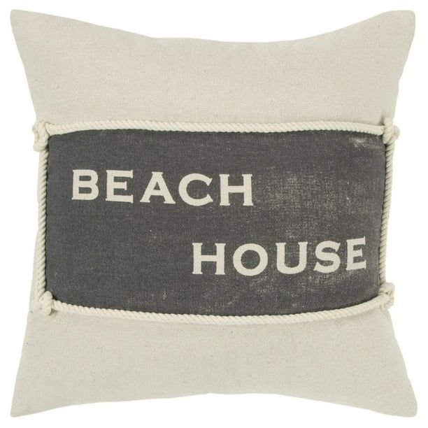 Rizzy Home "Beach House" Poly Filled Decorative Throw Pillow, 20" x 20", Natural | Walmart (US)