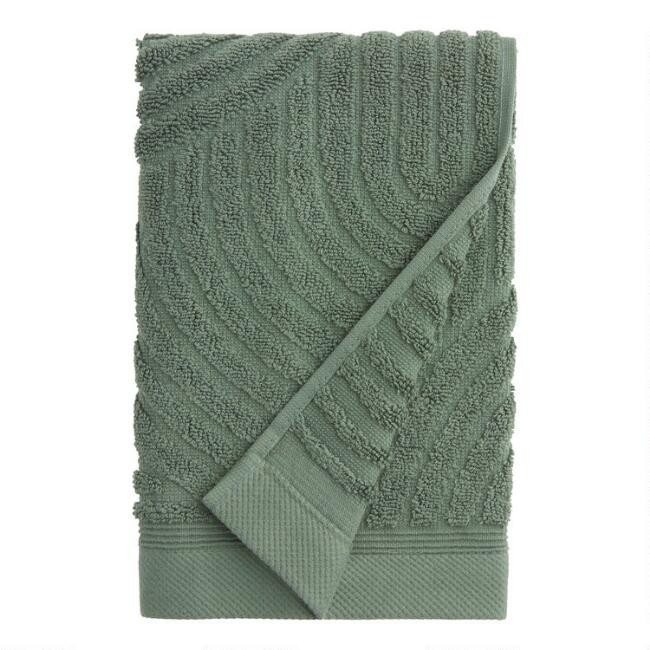 Laurel Wreath Green Sculpted Arches Hand Towel | World Market