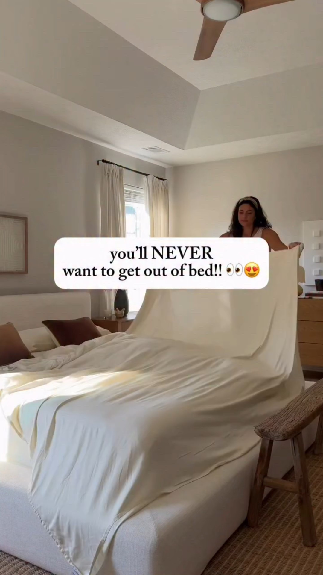 Do yourself the favor and try these bamboo sheets!!!😍 Comment “YES” for the links to everything in my bedroom including the incredible bedding and pillows! 🤎 LONG lasting QUALITY bedding!!!🥰 my favorite bedding to even give as gifts it’s that nice!!!