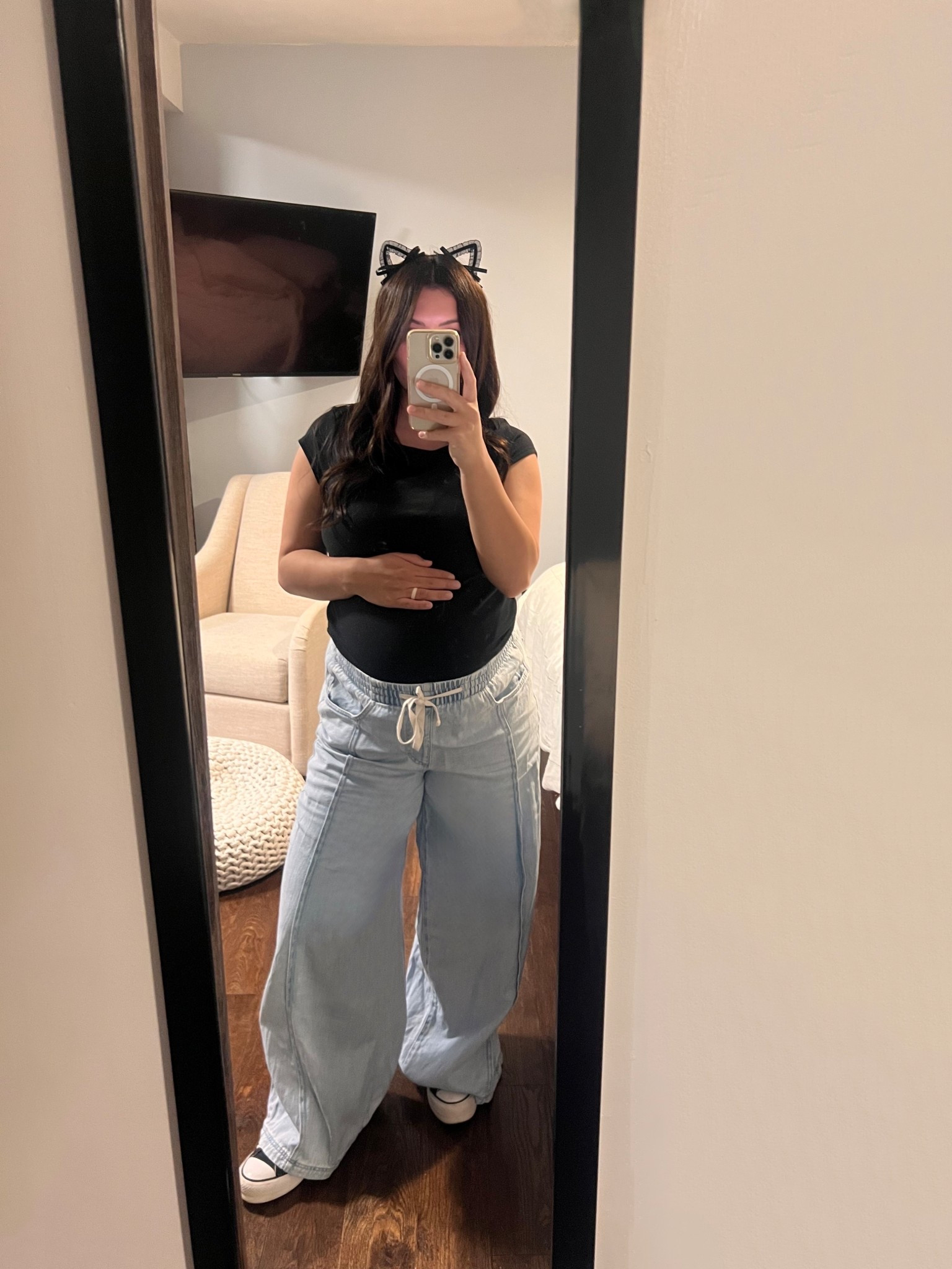 Me trying to be festive for Halloween when I’m pregnant. Old navy maternity top. Target regular jeans. Converse 

#LTKFindsUnder50 #LTKFindsUnder100 #LTKHalloween