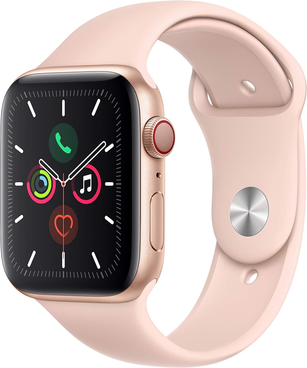 Apple Watch Series 5 (GPS + Cellular, 44mm) - Gold Aluminum Case with Pink Sport Band | Amazon (US)
