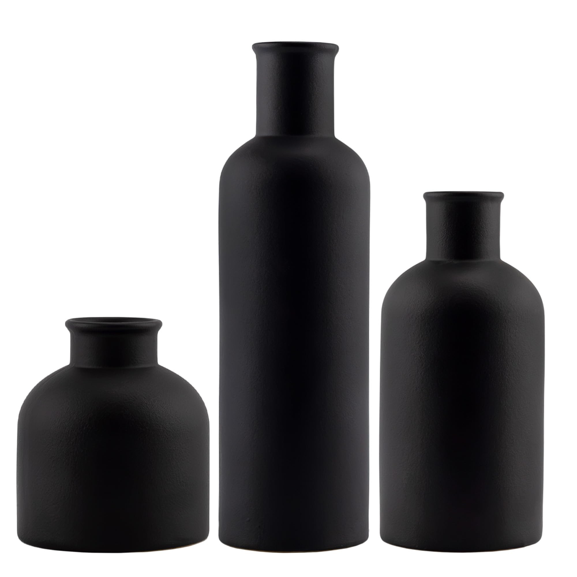AuldHome Design Black Ceramic Vases (Set of 3); Matte Black Decorative Pottery Vases | Amazon (US)
