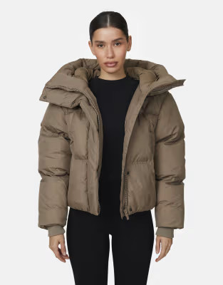 Good For Nothing Panelled puffer jacket in taupe | ASOS (Global)