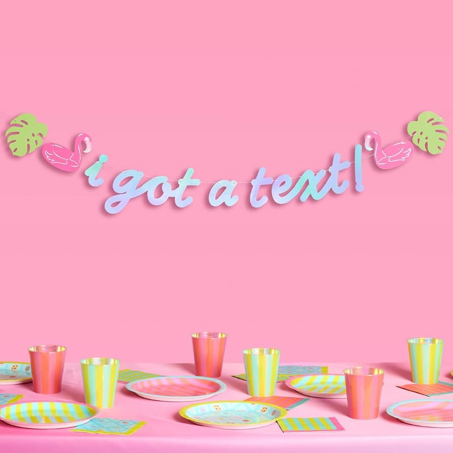 xo, Fetti I Got a Text Banner - Blue Iridescent Foil, 6 Ft. | Island Bachelorette Decorations, Lo... | Amazon (US)
