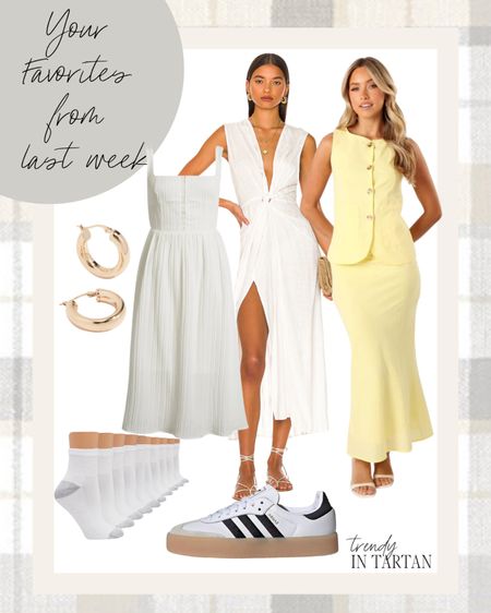 Your favorites from last week!

Weekly best sellers | spring dresses, favorite sneakers | gold hoops | white maxi | yellow two piece set

#LTKStyleTip #LTKSeasonal