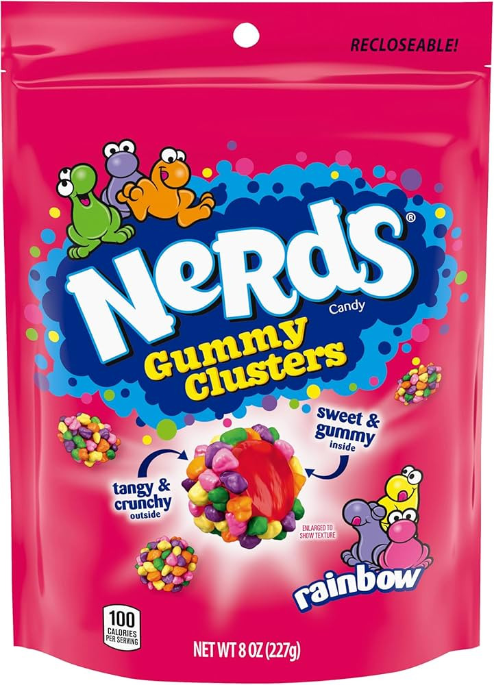 NERDS Gummy Clusters, Candy, Rainbow, Crunchy and Gummy, Back To School Sweet Treat, 8 oz | Amazon (US)