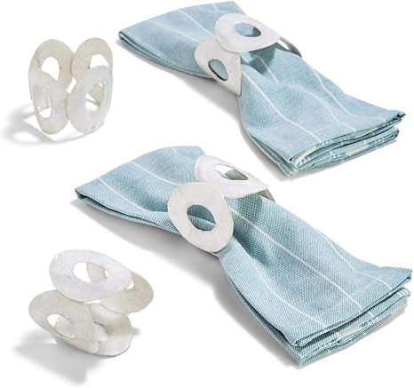 Two's Company 53083 Capiz Shell Napkin Rings in Storage Pouch, Set of 4 | Amazon (US)