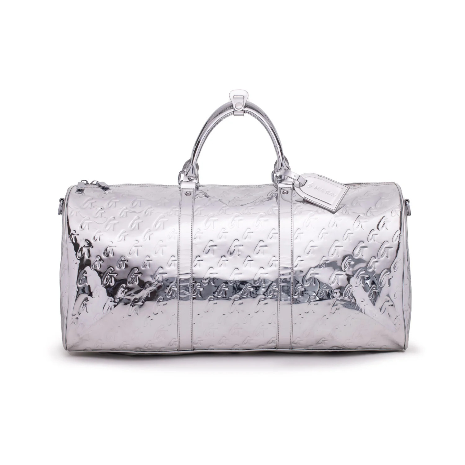 METALLIC MONOGRAM DUFFLE BAG - METALLIC SILVER | Glam-Aholic Lifestyle