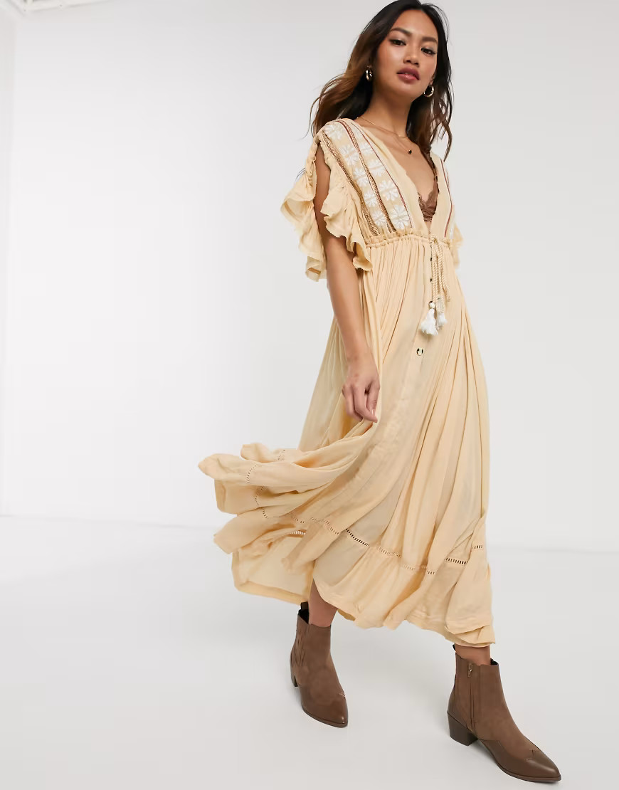 Free People will wait for midi dress in yellow stripe-Multi | ASOS (Global)