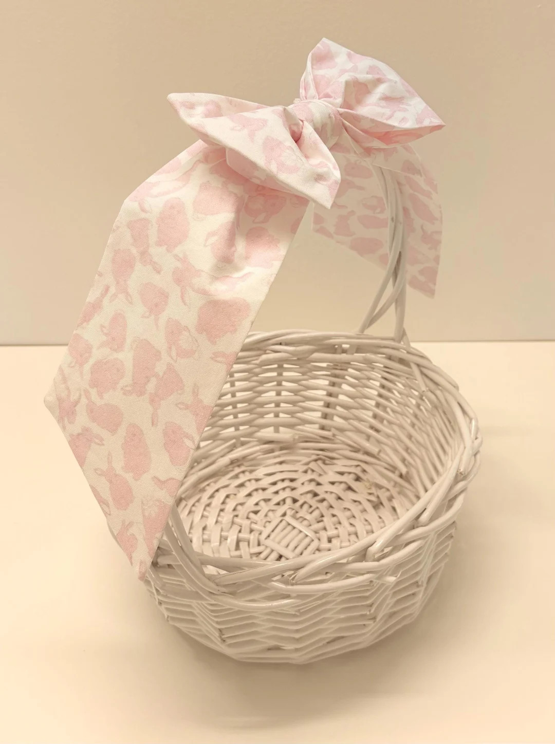 Pale Pink Bunnies Easter Basket Bow, Fabric Pre-Tied Bow | Etsy (US)