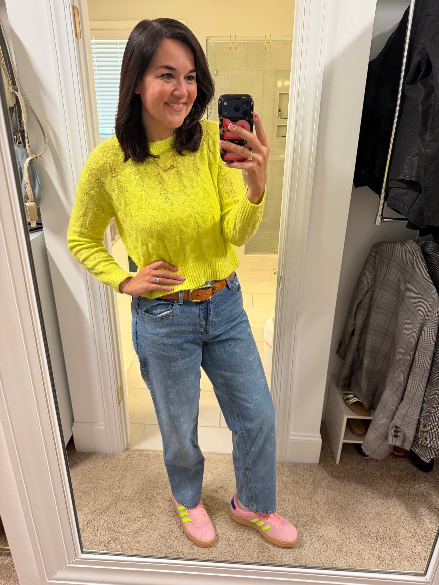 I’m leaning in to “dopamine dressing” today - neon, bow print jeans, pink shoes, all the things! 

#LTKootd #LTKmomlife #LTKOver40