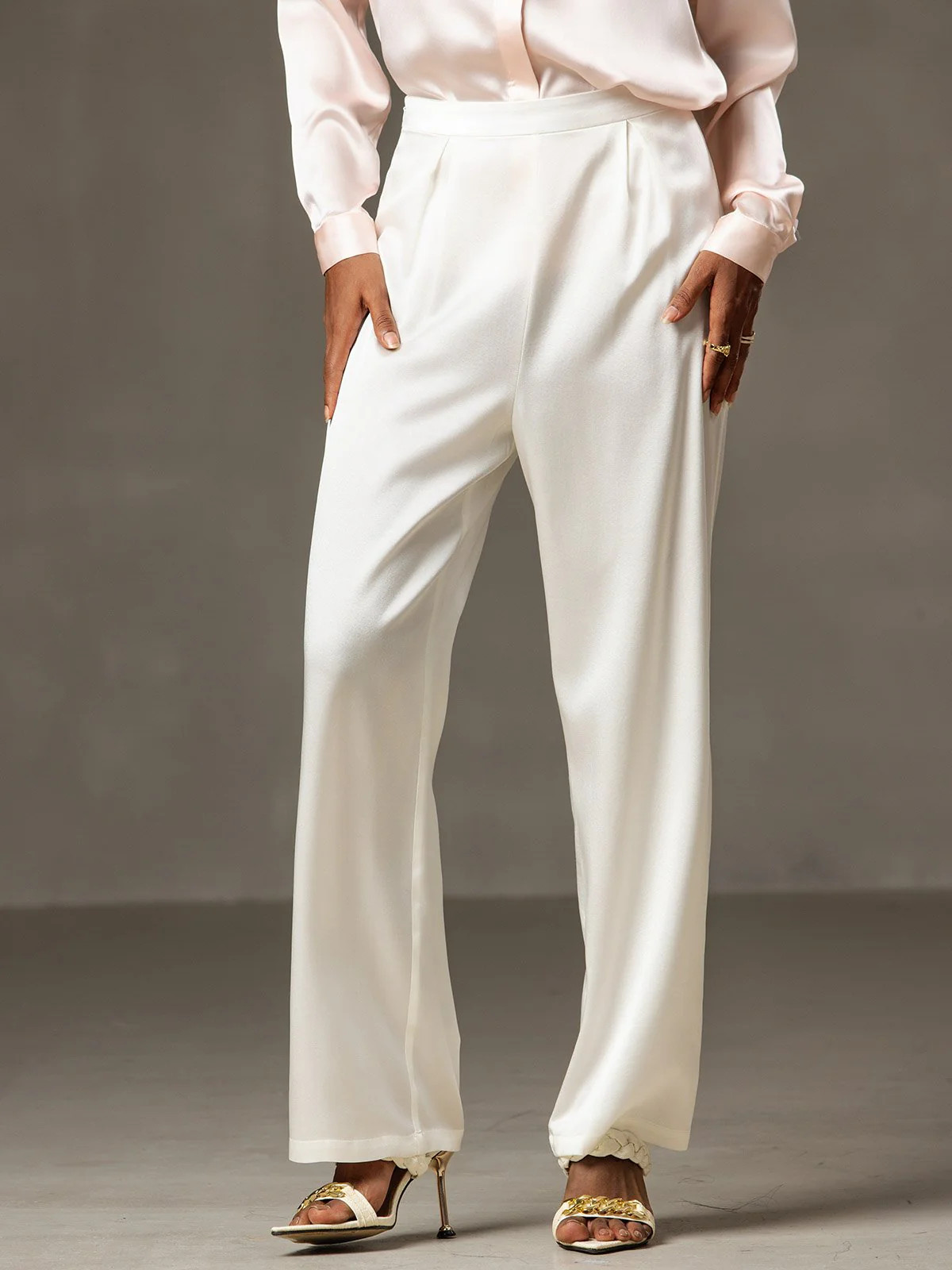 19Momme Silk High Waist Wide Leg Women's Pants | SilkSilky