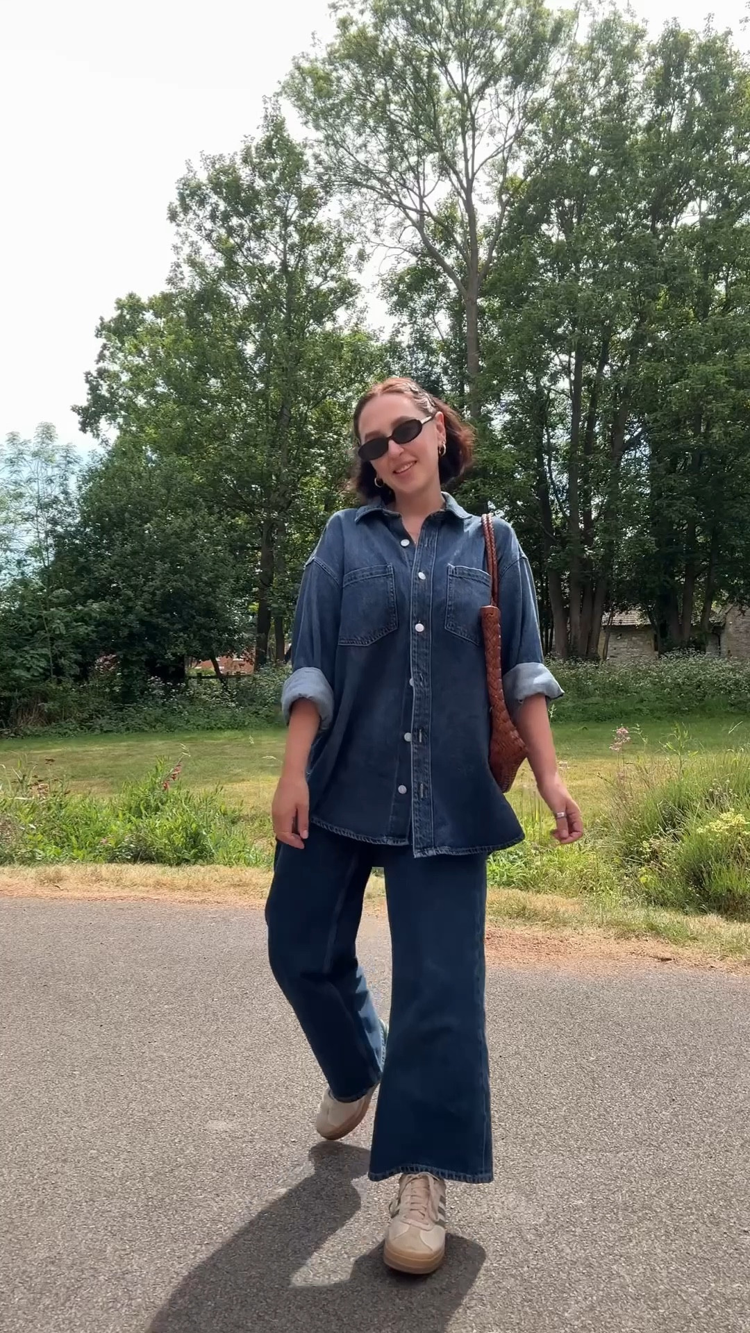 Midsize over 40 spring outfit idea 💡 

Double denim 

Wide leg jeans
Oversize denim shirt
Adidas gazelles

#LTKmidsize #LTKuk #LTKspring