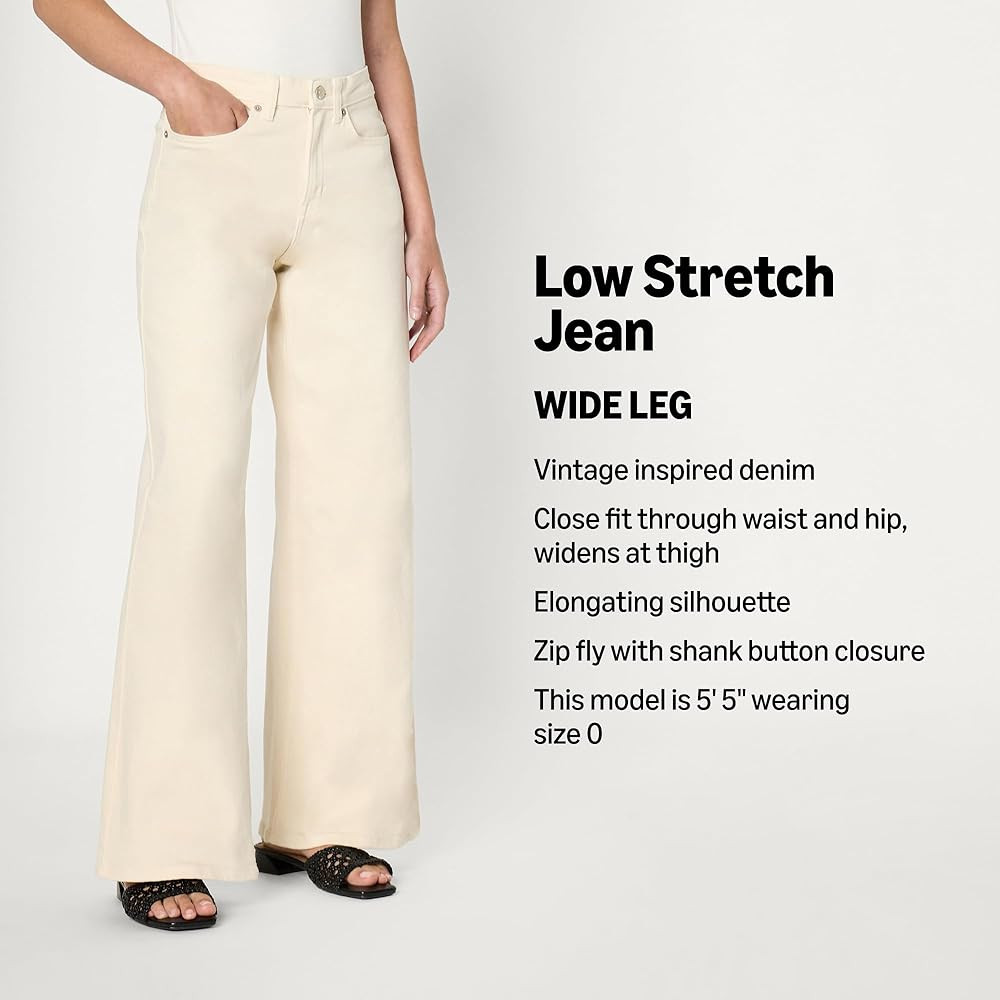 Amazon Essentials Women's Low Stretch High-Rise Wide Leg Jean | Amazon (US)