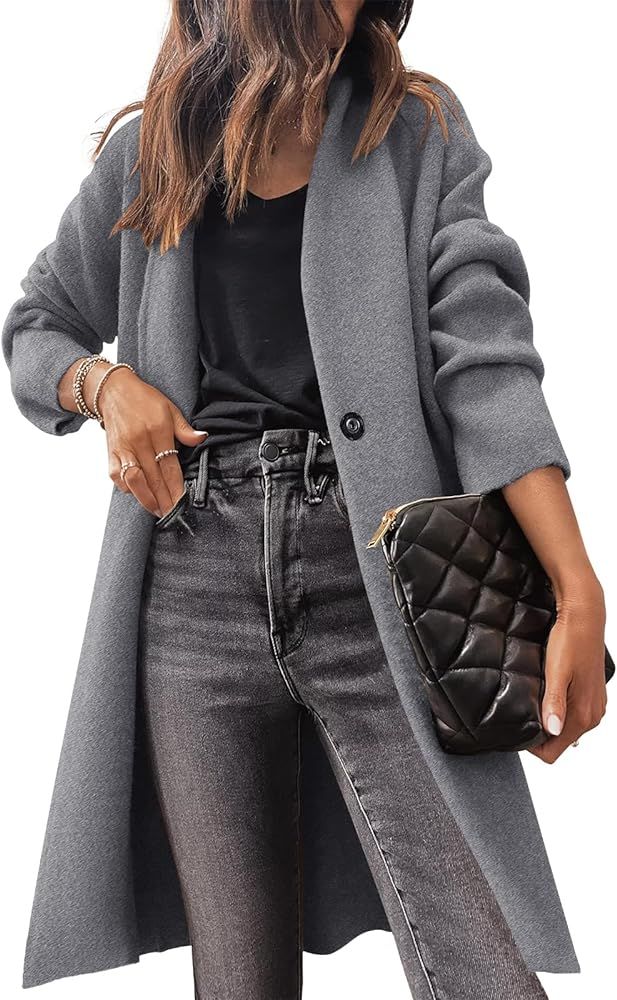Prinbara Womens Fuzzy Cardigan Open Front Long Sleeve Single Button Fleece Sweaters Jacket Trendy Co | Amazon (US)