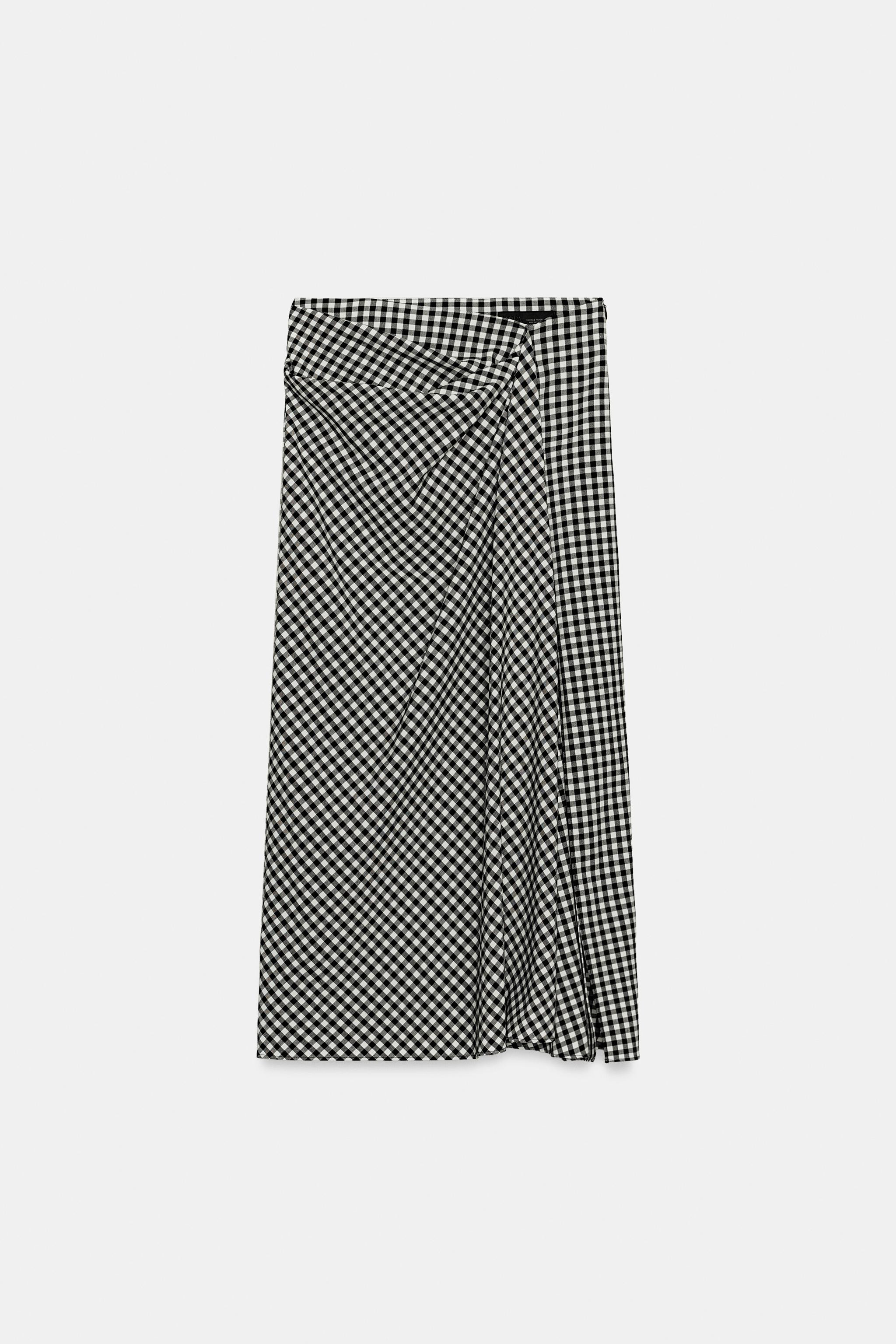 DRAPED GINGHAM SKIRT | Zara Canada