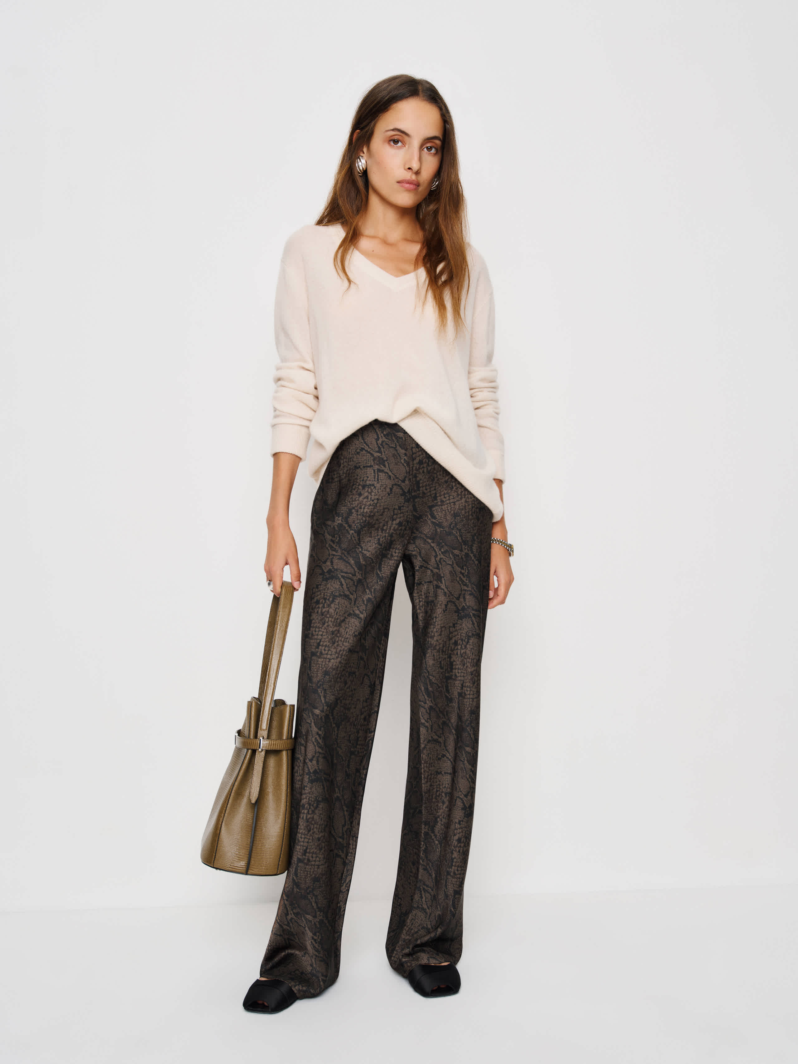 Gale Satin Mid Rise Bias Pant | Reformation (Global)