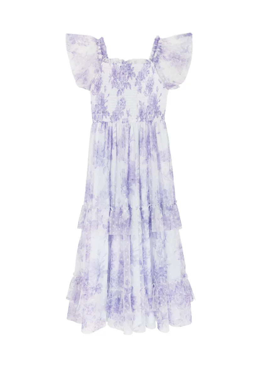 Girls 7-16 Lilac Clip Dot Mesh Maxi Dress | Belk
