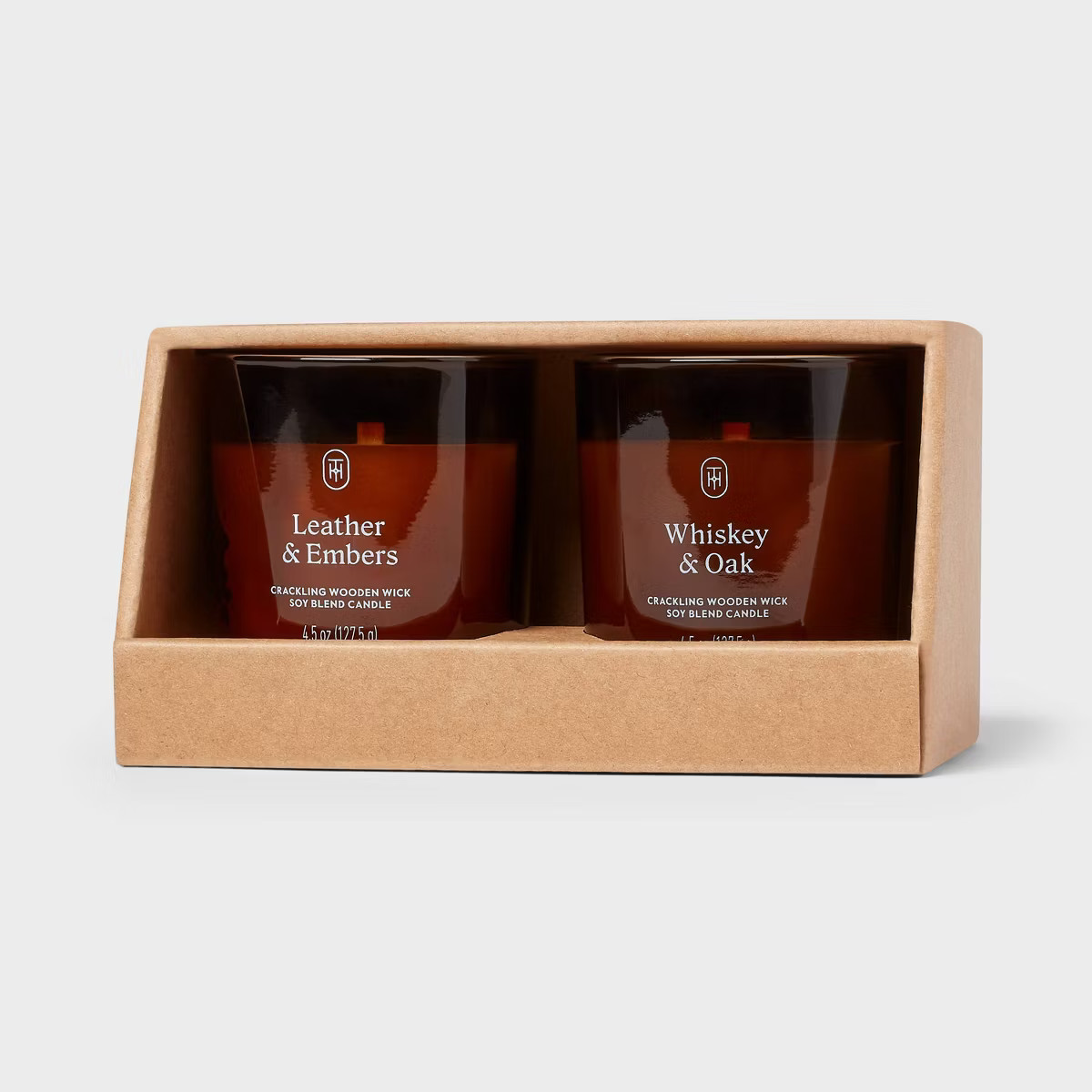 Gift Set of 2 4.5oz Amber Glass Leather and Embers and Whiskey and Oak - Threshold™ | Target