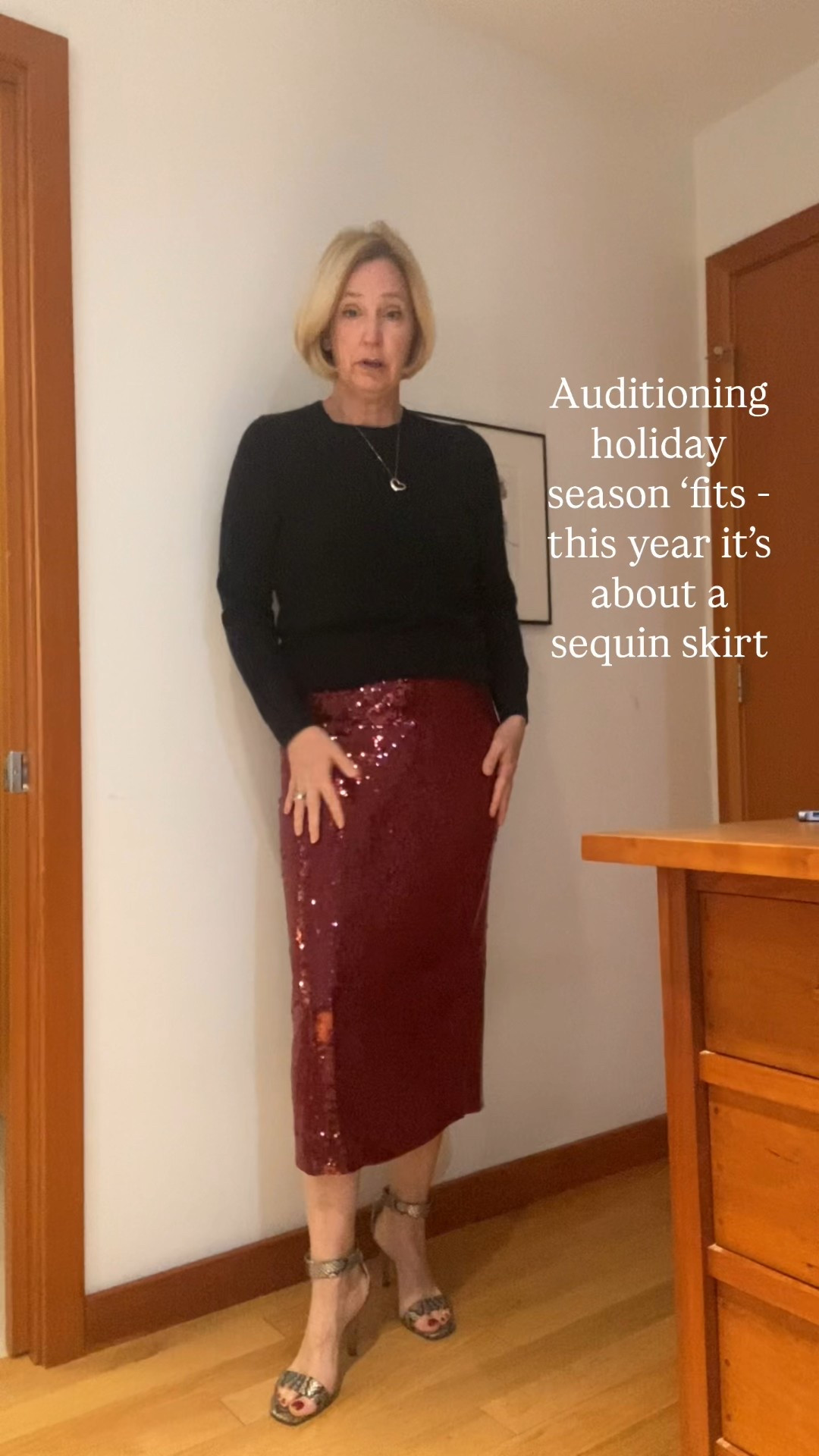 A sequin midi skirt is my holiday anchor this year. I’m pairing with a cashmere crew and a white cotton shirt. Feeling festive! 💃🏼

#LTKMidsize #LTKOver40 #LTKHoliday