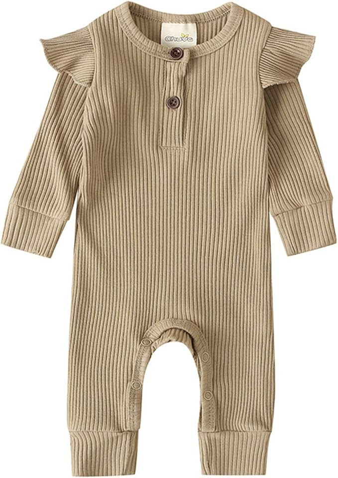 Kuriozud Newborn Infant Unisex Baby Boy Girl Button Solid Romper Bodysuit One Piece Jumpsuit Outf... | Amazon (US)
