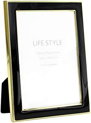 Afuly Black Gold Picture Frame 4x6 Simple Metal Photo Frame Golden Modern Decor Wedding Gifts for... | Amazon (US)