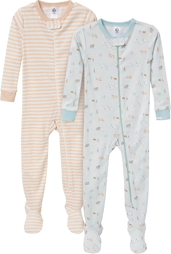 Gerber unisex-baby 2-pack Footed Pajamas | Amazon (US)