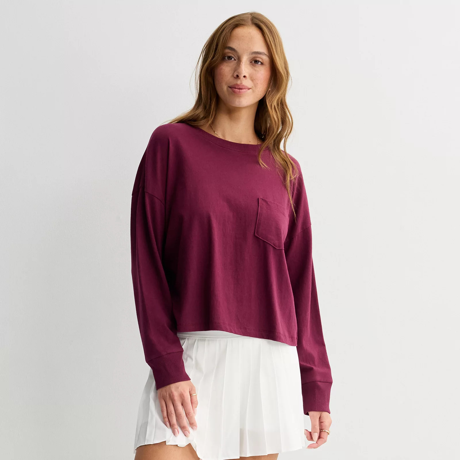 Juniors' SO\u00ae Boxy Long Sleeve Cropped TopSO | Kohl's