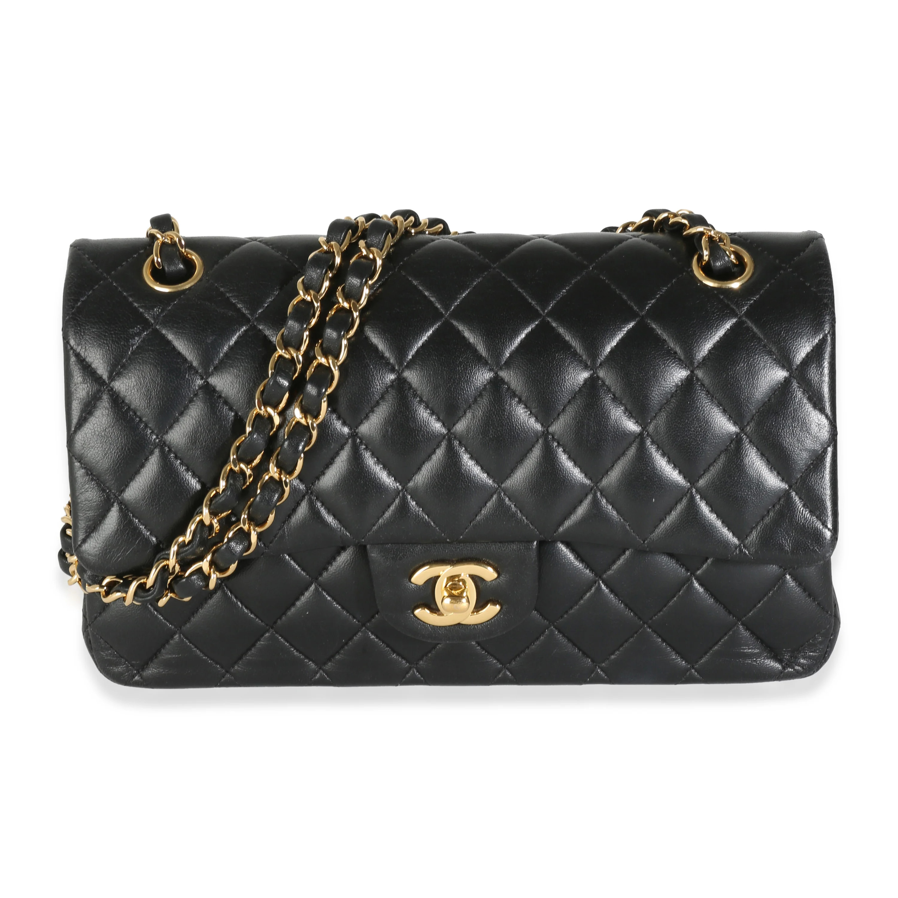 Chanel Black Quilted Lambskin Medium Classic Double Flap Bag | Shop Simon
