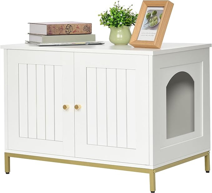 Homhedy Cat Litter Box Enclosure, Cat Washroom Furniture with Metal Frame, Pet House, Fit Most of... | Amazon (US)