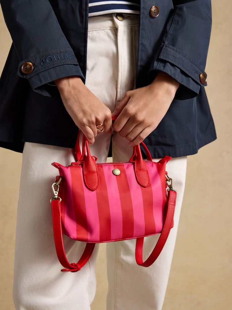 Joules Edie Red & Pink Striped Crossbody Handbag | Next EU