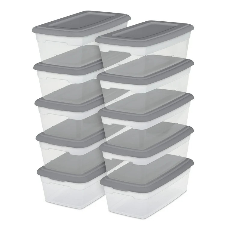 Sterilite Set of (10) 6 Qt. Storage Boxes Plastic, Titanium | Walmart (US)