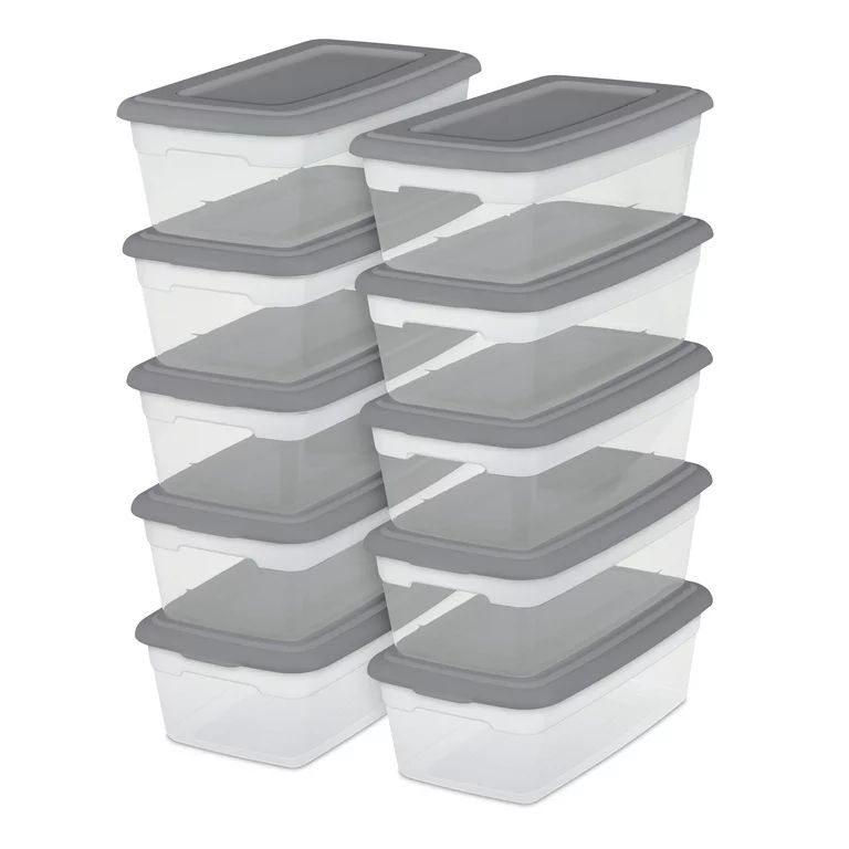 Sterilite Set of (10) 6 Qt. Storage Boxes Plastic, Titanium | Walmart (US)
