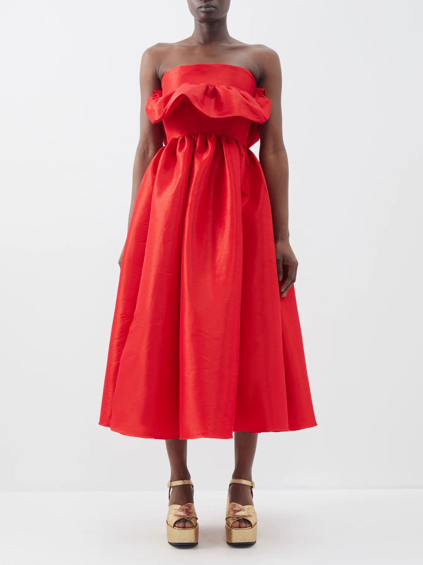 Lynn strapless ruffled taffeta midi dress | Kika Vargas | Matches (US)