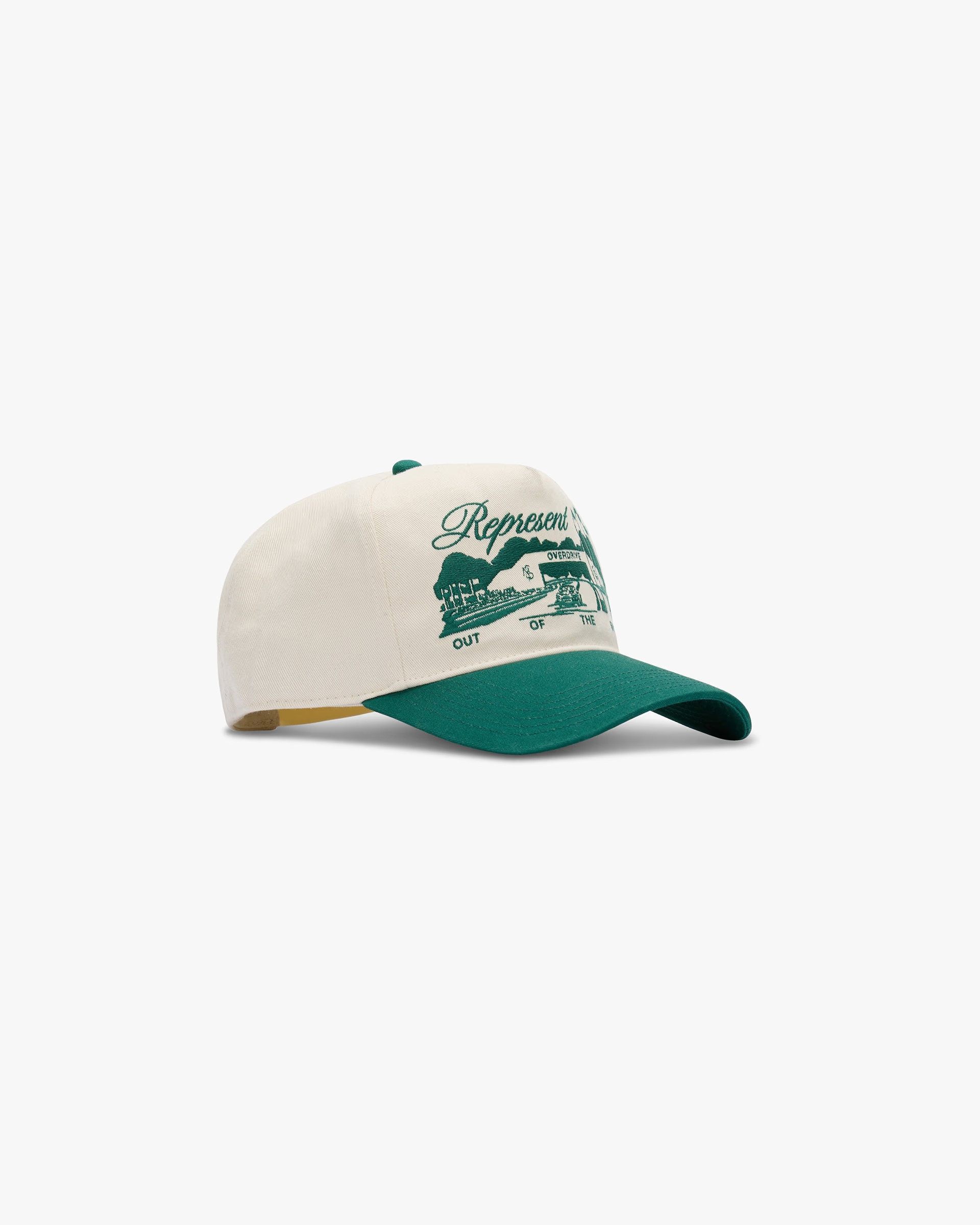Raceway Cap - Antique White Forest Green | Represent UK