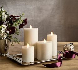 Premium Flickering Flameless Wax Pillar Candle - Salt Washed | Pottery Barn (US)