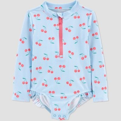Toddler Girls' Cherry Print Long Sleeve Rash Guard Set - Just One You® made by carter's - Blue | Target