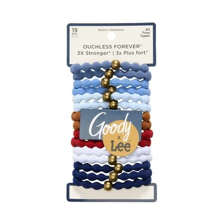 Goody x Lee Strong Hold Forever Hair Elastics, Durable Bands, All Hair Types, 15 Pack | Walmart (US)