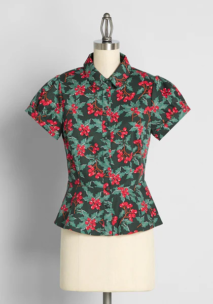 Winterberry Beauty Peplum Blouse | ModCloth