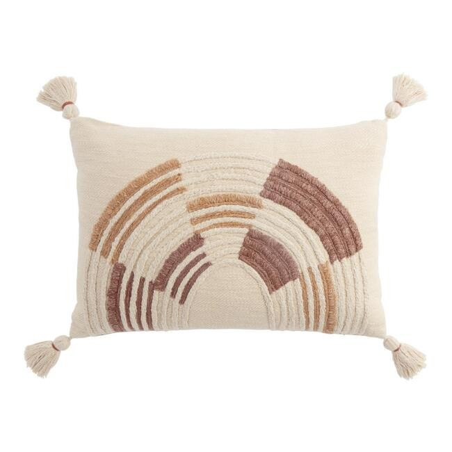 Earth Tone Woven Arch Lumbar Pillow | World Market