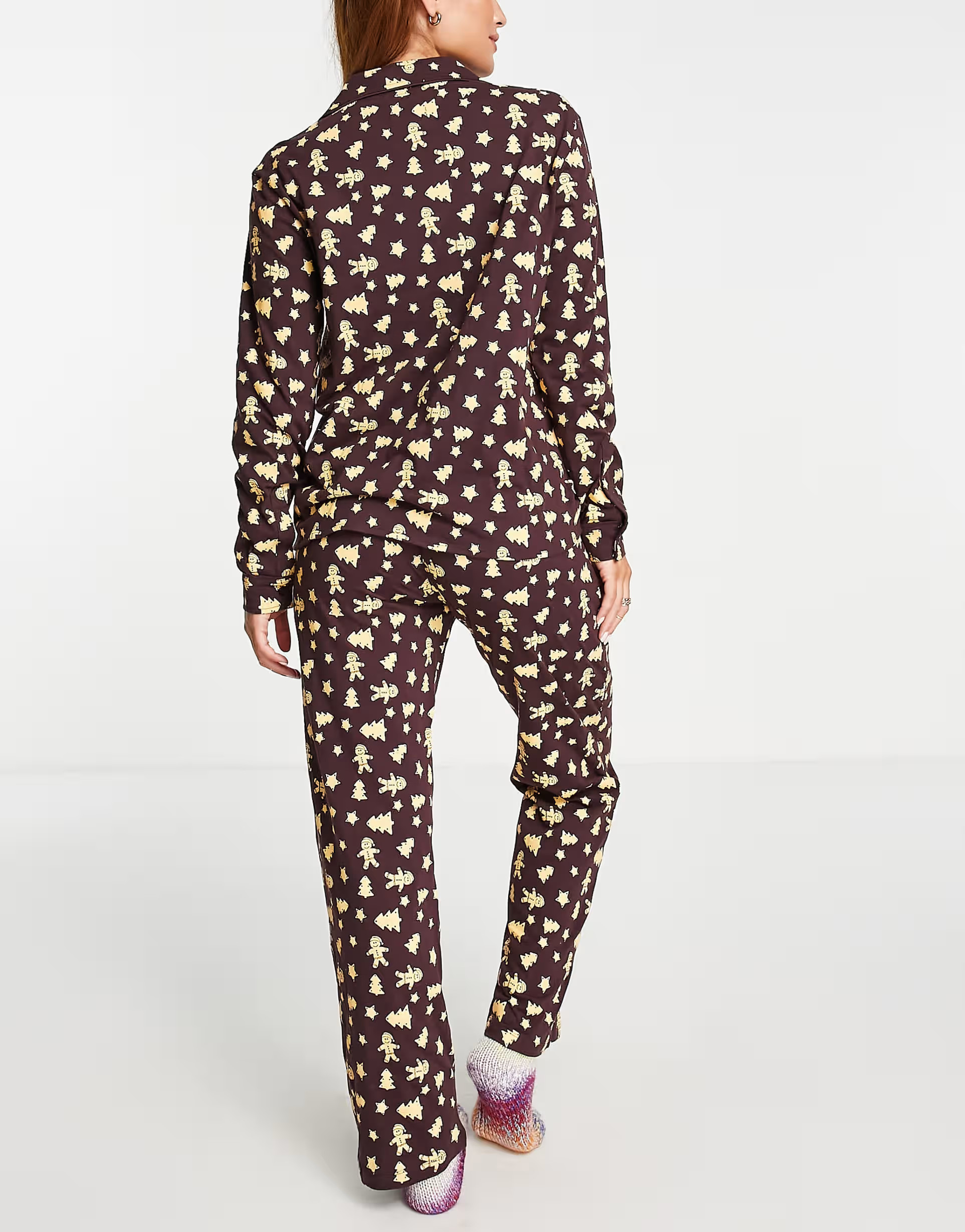 Brave Soul christmas bakery button through pajama set in chocolate | ASOS (Global)