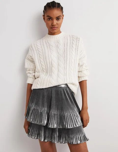 Plisse Mini Skirt - Metallic Foil | Boden (US)